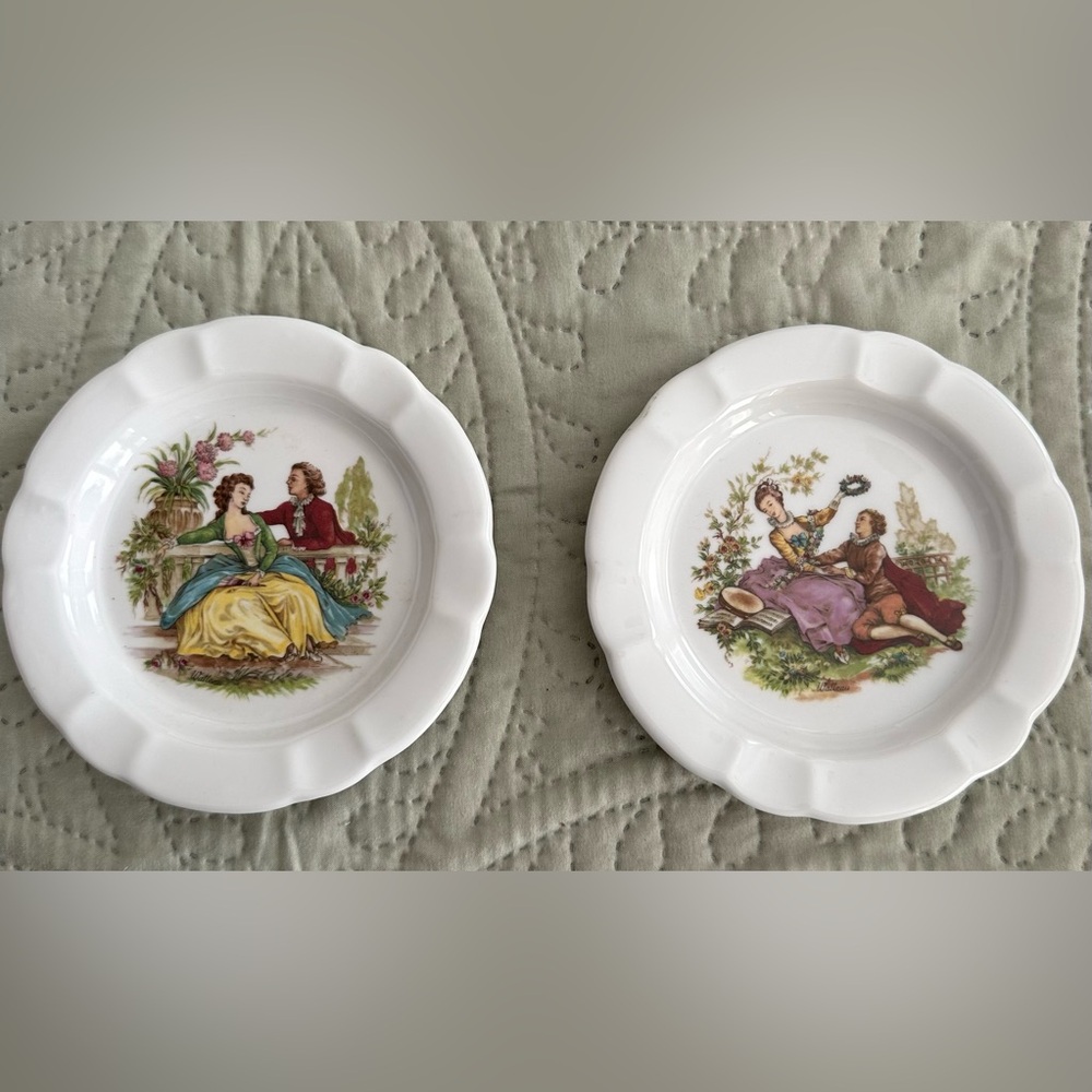 F D Chauvigny French Porcelain Vintage Arnart Decorative Dish Ashtray 2 pair